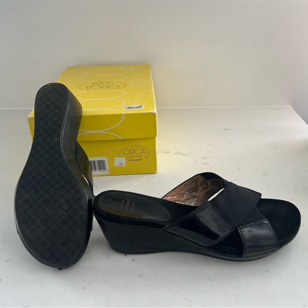 Circa Joan and David navy blue wedges.